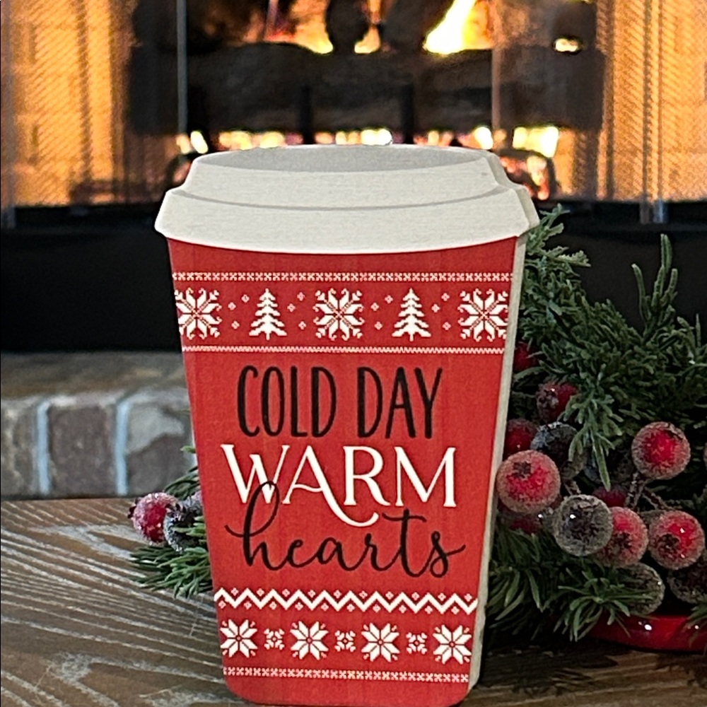 New! Christmas Holiday Winter Fair Isle Sweater Hot Cocoa Coffee Latte Wood Sign